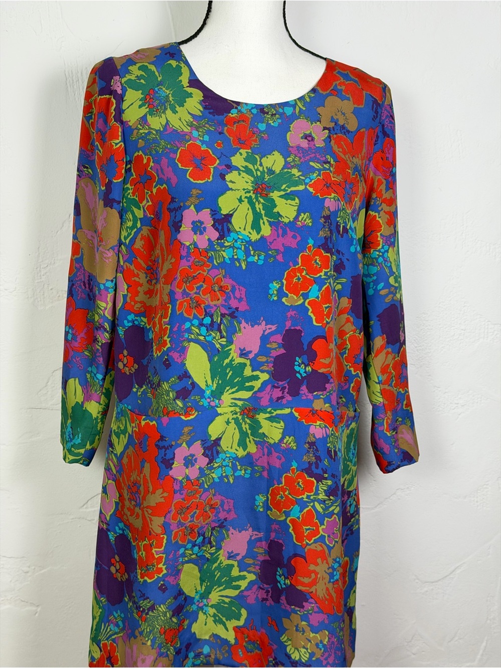 J. Crew Multicolor Floral Long Sleeve Shift Dress with Front Pockets! Size 6